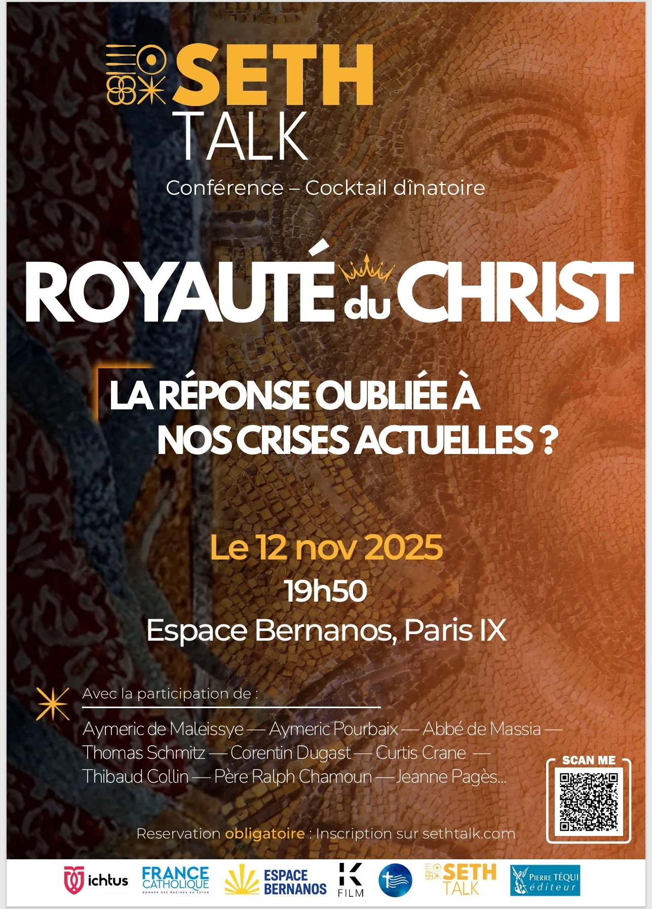Affiche — Royauté du Christ, 12 novembre 2025, Espace Bernanos
