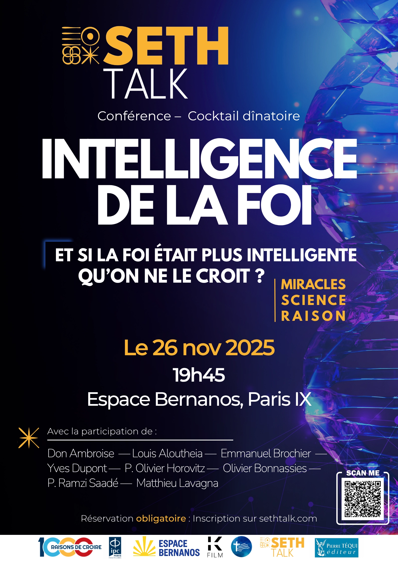 Poster — Intelligence de la foi, 26 novembre 2025, Espace Bernanos